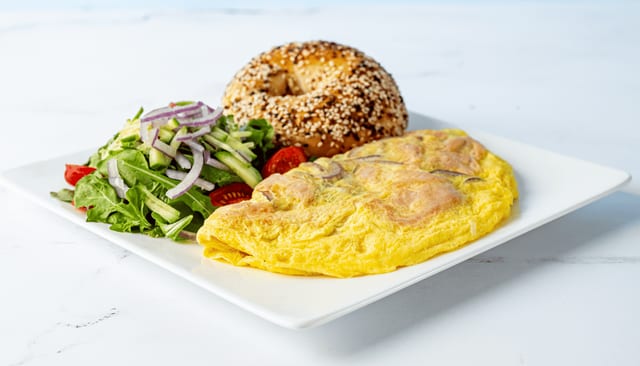 Egg, Lox, & Onion Omelette.