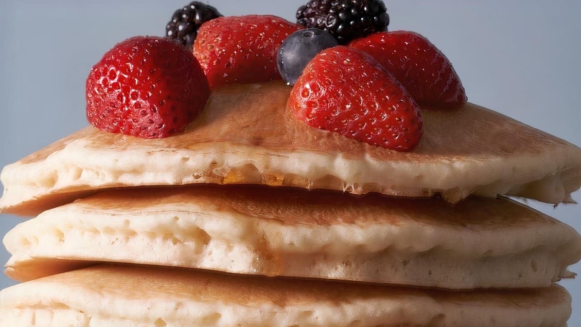 Two Fluffy Buttermilk Pancakes.