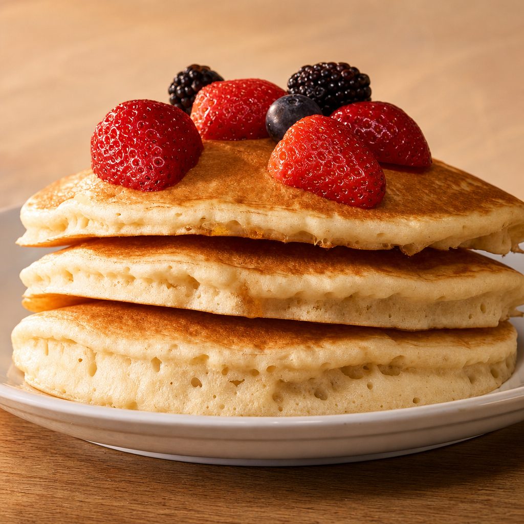 Two Fluffy Buttermilk Pancakes.
