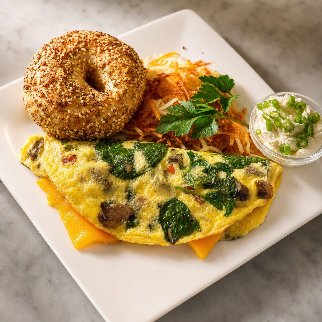 Spinach & Mushroom Omelette.