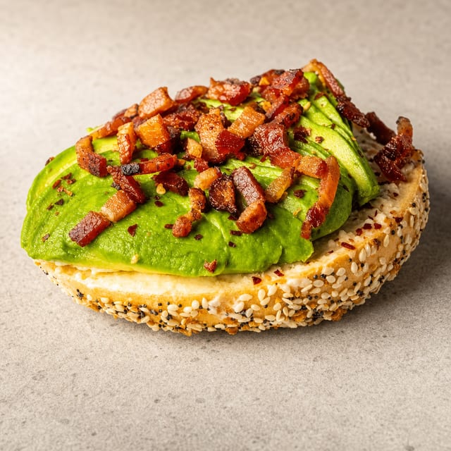 Avocado and Bacon Open Face.